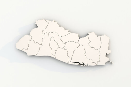 El Salvador map a 3D geography concept