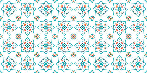 Floral seamless pattern for tile design. Ceramic tiled pattern. Isolated on a white background. Endless texture. Use for printing, web design, fabric.