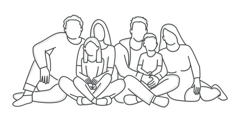 Big family sitting together.