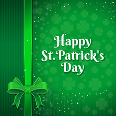 Green festive background for St. Patricks Day. Template for Patricks Day design