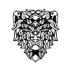 black and white tribal decorative lion pattern tattoo