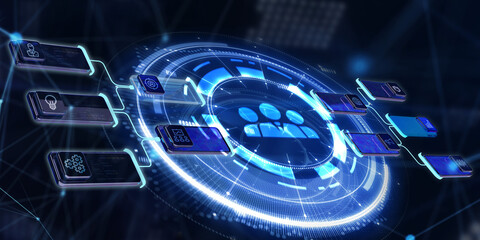 Obraz premium Business, Technology, Internet and network concept. Human Resources HR management recruitment employment headhunting concept. 3d illustration