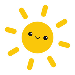 Cute cartoon yellow sun. Vector illustration