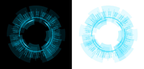 futuristic circle hud blue glow transparent background