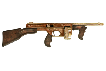 Vintage gold coloured machine gun