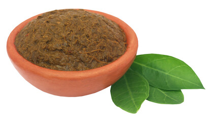 Ayurvedic henna leaves with paste