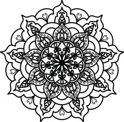 Mandala coloring book simple and basic for beginners, seniors and children. Flower mehndi pattern for Henna drawing and tattoo.