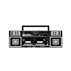 Vector image of a classic Boombox or Ghetto Blaster. Inspired by the JVC PC-W330 JW model in black and white