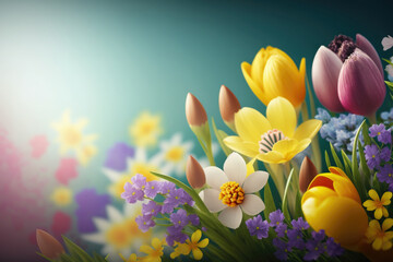 Obraz na płótnie Canvas Spring Flower Natural Background Illustration AI Generative