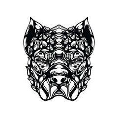 black and white tribal decorative dog pattern tattoo
