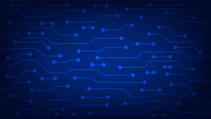 Hi tech digital circuit board. AI pad and electrical lines connected on blue lighting background. futuristic technology design element concept