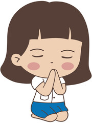 Cartoon Cute thai student