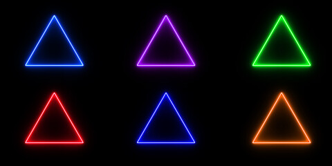 glowing triangle neon shape in black background