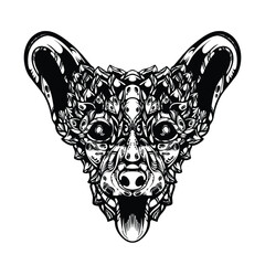 black and white tribal decorative dog pattern tattoo