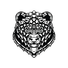 Obraz premium black and white tribal decorative bear pattern tattoo
