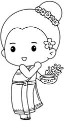 songkran festival tradition thailand cartoon Thailand