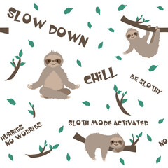 Sloth seamless pattern 