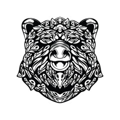 black and white tribal decorative bear pattern tattoo
