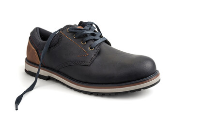 Isolated man shoes with laces on a white