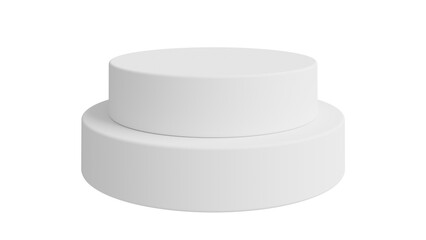 white modern suspended white cylinder podium stage platform step on white, 3d rendering png transparent of podium suitable for presentation show product display studio scene or cosmetic place stand