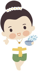 songkran festival tradition thailand cartoon Thailand