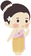 Fototapeta premium songkran festival tradition thailand cartoon Thailand