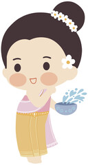 songkran festival tradition thailand cartoon Thailand