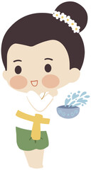 songkran festival tradition thailand cartoon Thailand