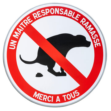 panneau crottes de chien interdites sur fond transparent