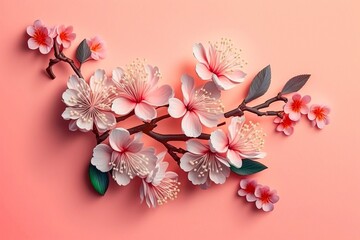 Obraz na płótnie Canvas Beautiful pink cherry blossom flower at full bloom. Sakura. Generative AI