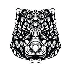 black and white tribal decorative bear pattern tattoo