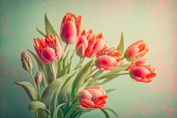 Fresh tulips flowers. Generative AI