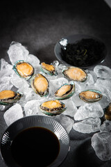 abalone
shellfish
clam
seafood
aquatic products
Abalone dish
fresh
Seaweed
