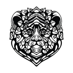 black and white tribal decorative bear pattern tattoo