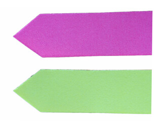 pink and green sticky notes on white