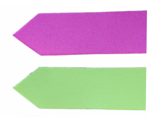 pink and green sticky notes on white