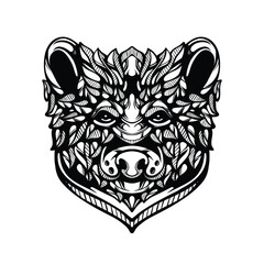black and white tribal decorative bear pattern tattoo
