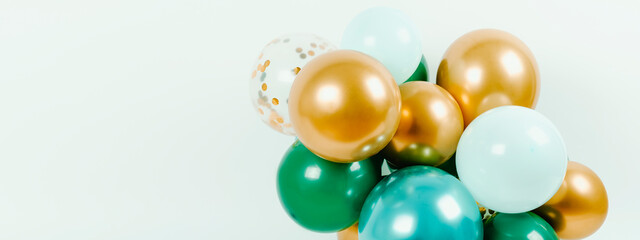 balloons of different colors and sizes, web banner