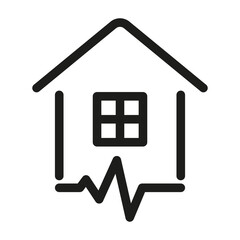 Earthquake broken house line style icon. Earthquake Insurance outline vector illustration