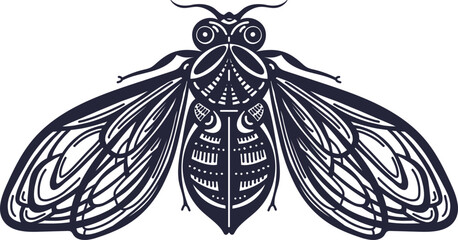 Bee vector logo. Ornamental insect isolated on white background. Vintage label for honey industry, packaging design, tattoo