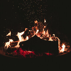fire in fireplace