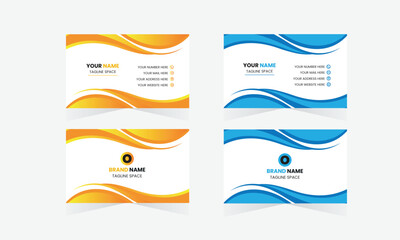 Modern Business Card - Creative and Clean Business Card Template. Luxury business card design template with yellow and blue Vector illustration