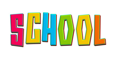 school 3d text effect cutout