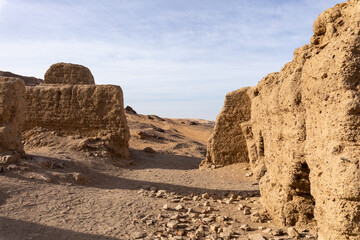 The Tombs of the Nobles on the east side of the River Nile in Aswan, Egypt.
