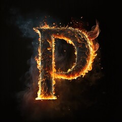ignite your creativity with fire letter P typography generative ai