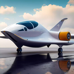Beautiful 3d futuristic airplane concept background