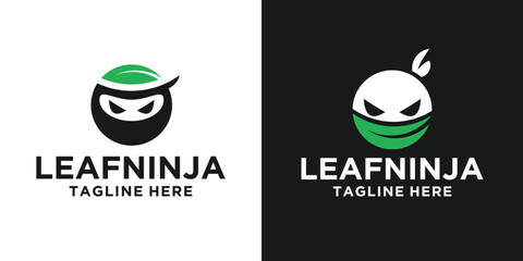 logo design ninja and leaf icon vector illustration © Mas_W