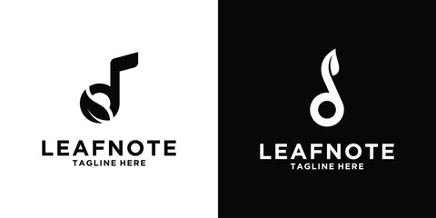 logo design note music and leaf icon vector illustration