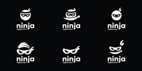 logo design ninja set icon vector illustration
