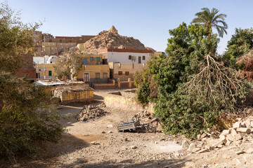Aswan City Elephantine Island. Traditional Nubian Architecture. Aswan is located along the Nil River. Aswan, Egypt. Africa. 